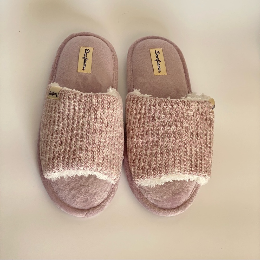 Dearfoams Women’s Lane Knit Slide Slippers Medium